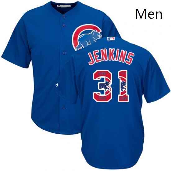 Mens Majestic Chicago Cubs 31 Fergie Jenkins Authentic Royal Blue Team Logo Fashion Cool Base MLB Jersey